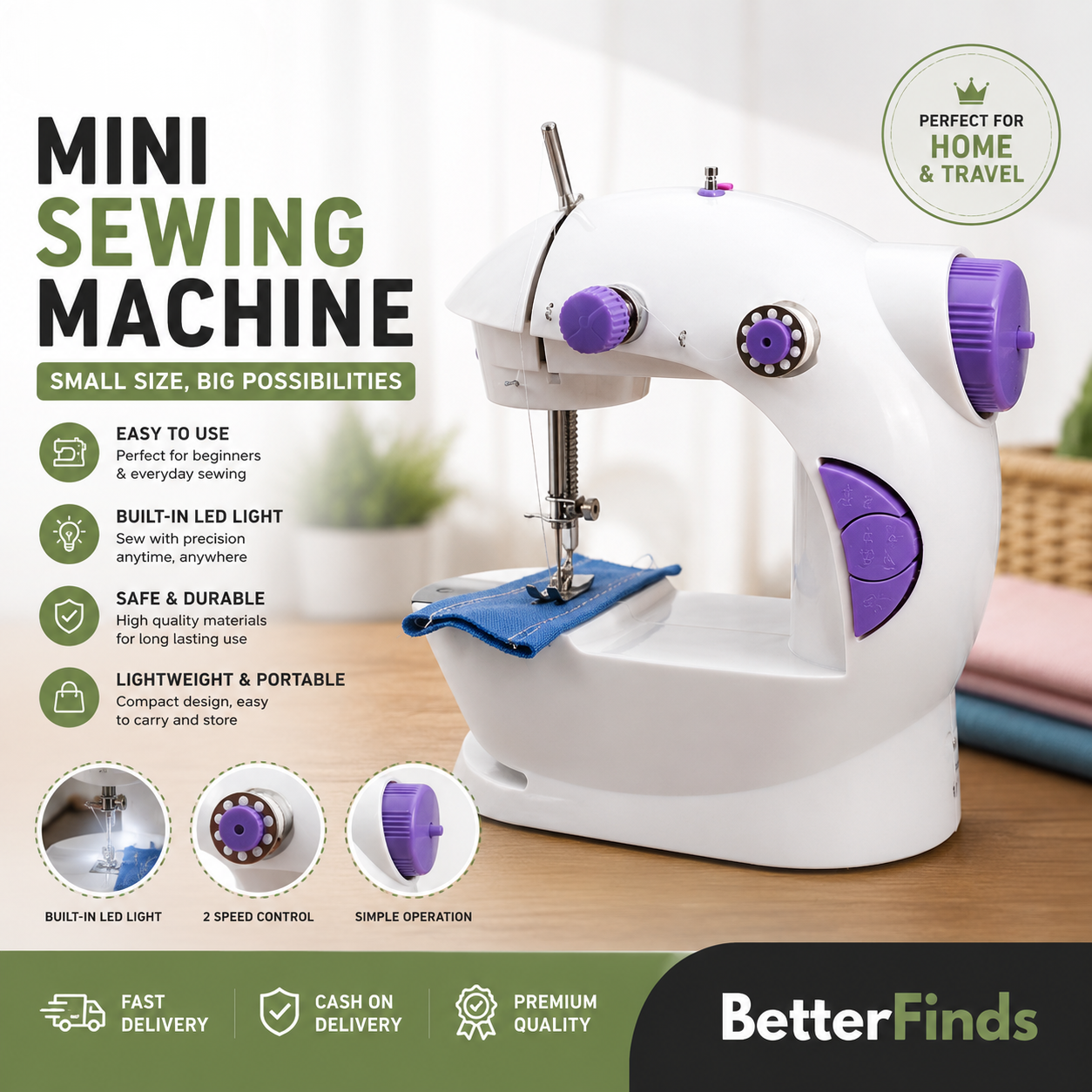 Portable Mini Sewing Machine - 4 in 1 Electric with Foot Pedal for Home & Travel